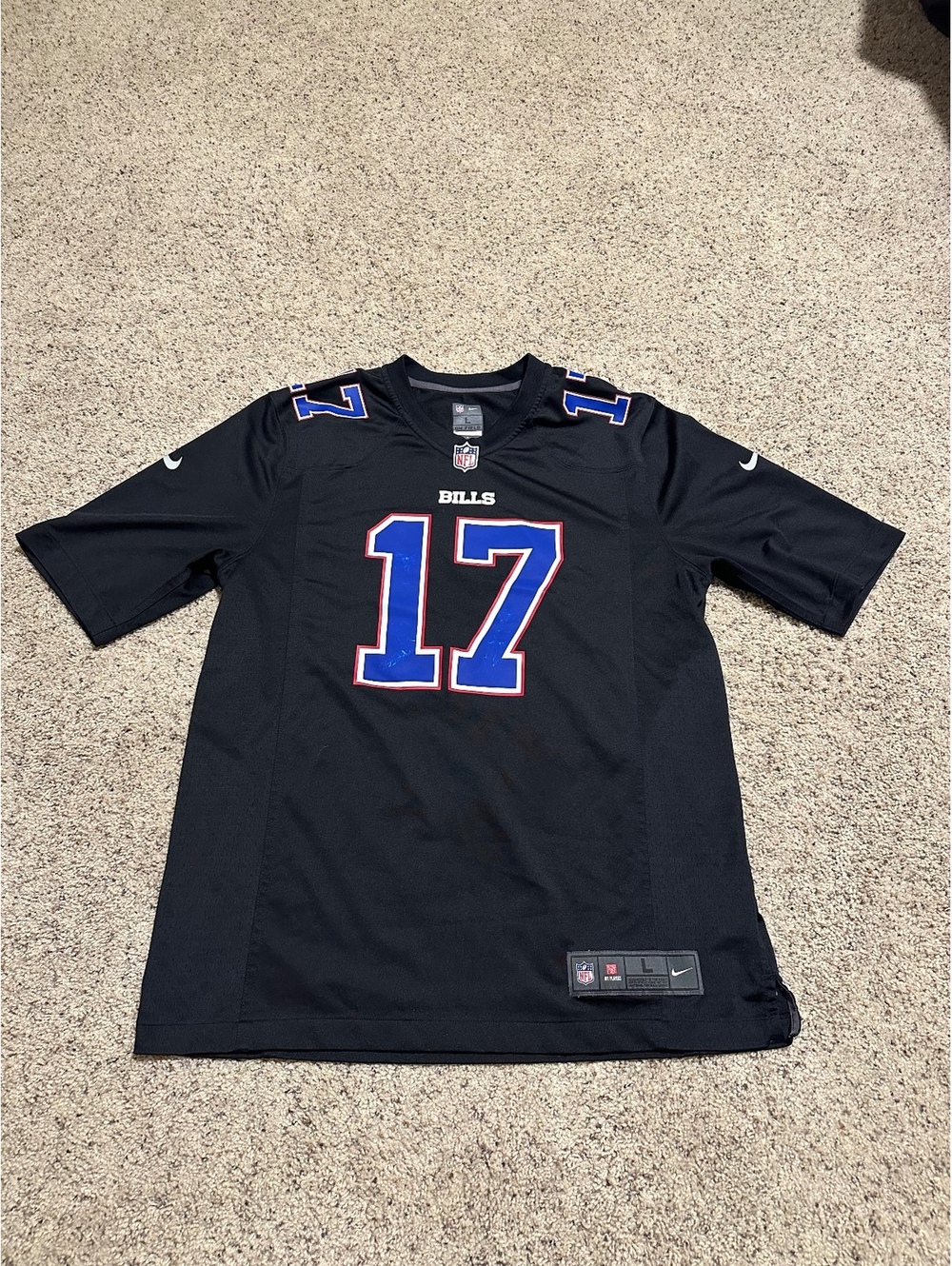Buffalo Bills #17 Josh Allen NFL On Field Jersey Large Black